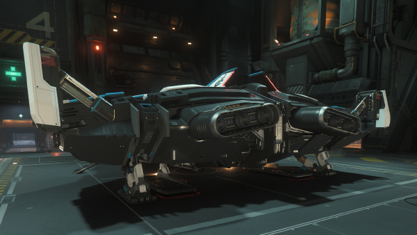 The Intrepid viewed from the rear, with cargo lifts deployed