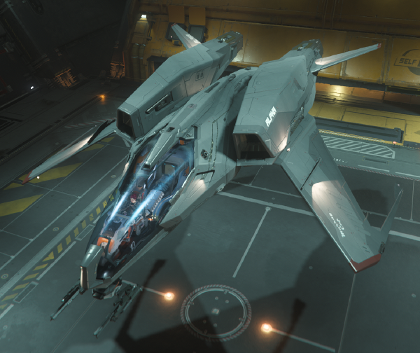 The Mustang Alpha in flight, with wings extended